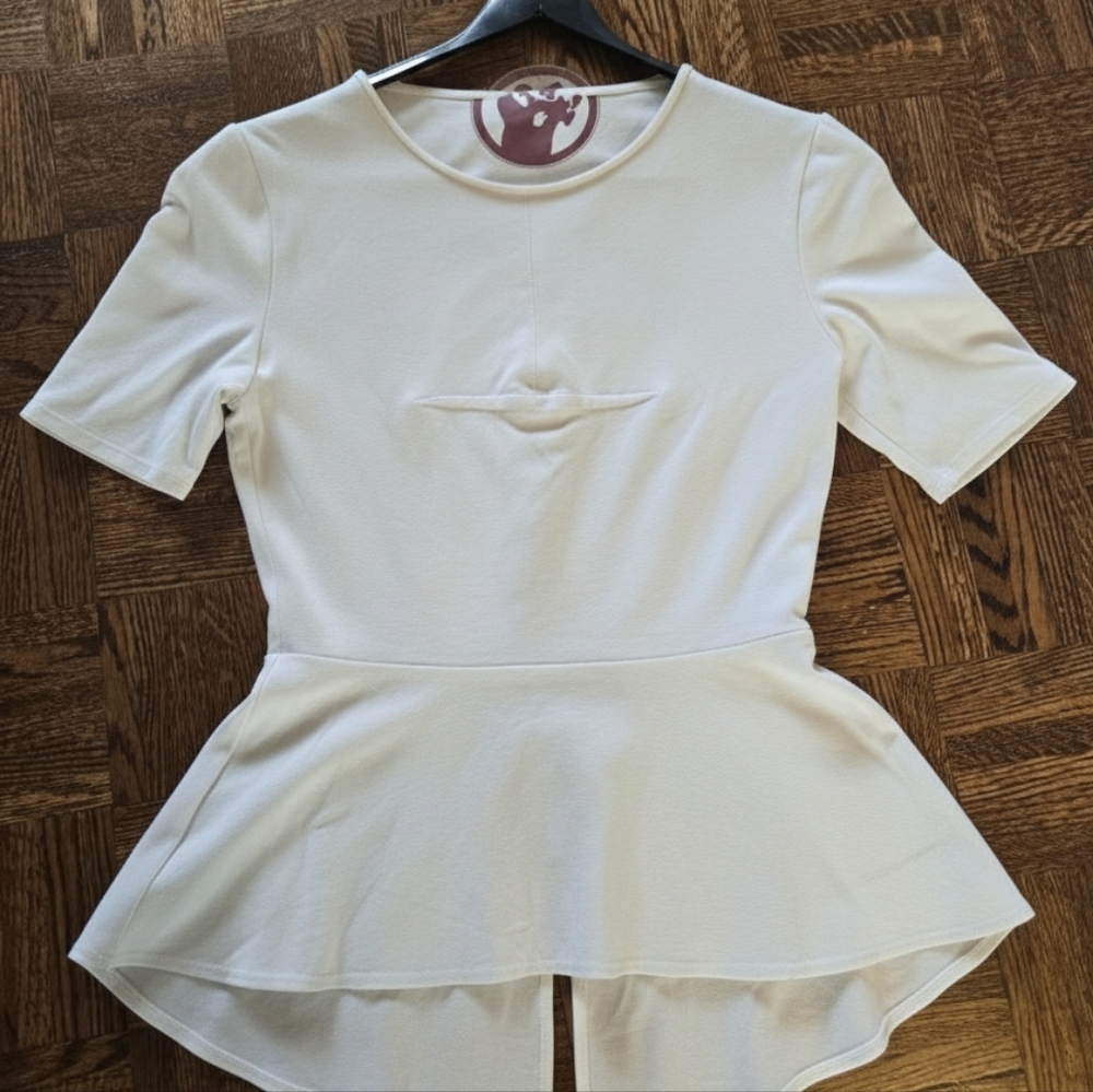 BCBGMaxAzria Ivory Top with Zipper Detail